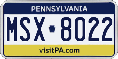 PA license plate MSX8022