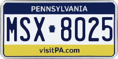 PA license plate MSX8025