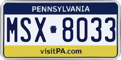 PA license plate MSX8033