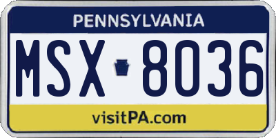 PA license plate MSX8036
