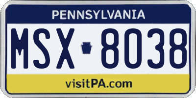PA license plate MSX8038