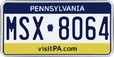 PA license plate MSX8064