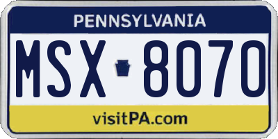 PA license plate MSX8070