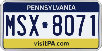 PA license plate MSX8071