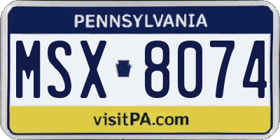 PA license plate MSX8074