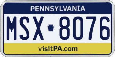PA license plate MSX8076