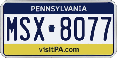 PA license plate MSX8077