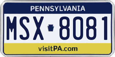 PA license plate MSX8081