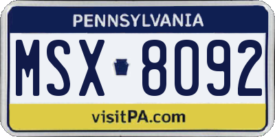 PA license plate MSX8092