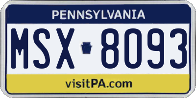 PA license plate MSX8093