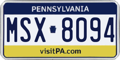 PA license plate MSX8094