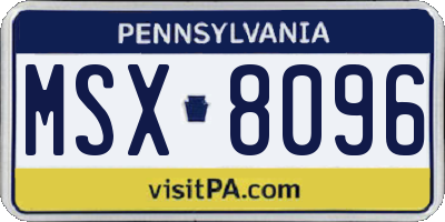 PA license plate MSX8096