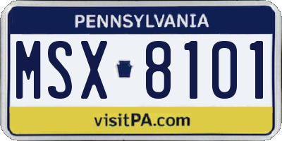 PA license plate MSX8101
