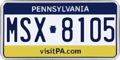 PA license plate MSX8105