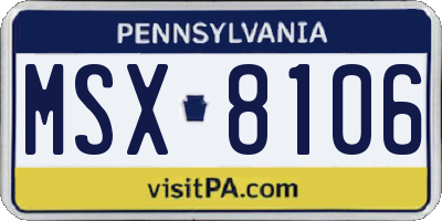 PA license plate MSX8106