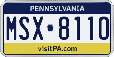 PA license plate MSX8110