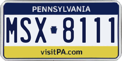 PA license plate MSX8111