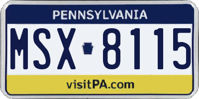 PA license plate MSX8115
