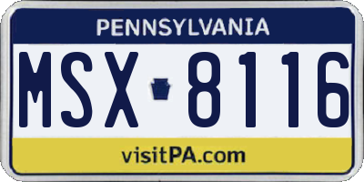 PA license plate MSX8116