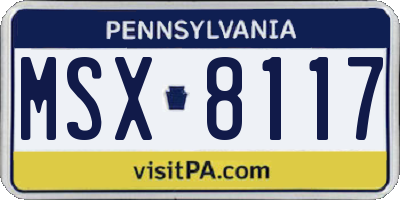 PA license plate MSX8117