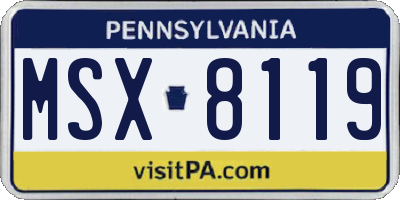 PA license plate MSX8119