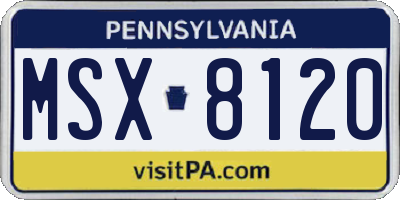 PA license plate MSX8120