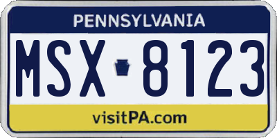 PA license plate MSX8123