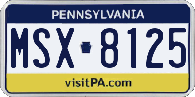 PA license plate MSX8125