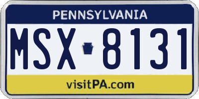 PA license plate MSX8131