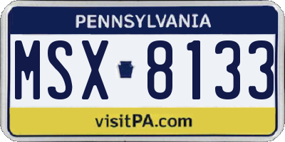 PA license plate MSX8133