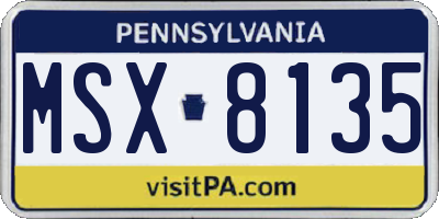 PA license plate MSX8135