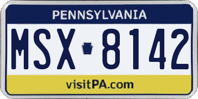 PA license plate MSX8142