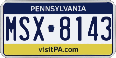 PA license plate MSX8143