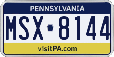 PA license plate MSX8144