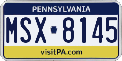 PA license plate MSX8145