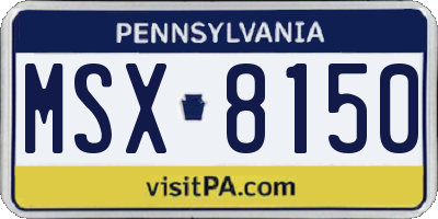 PA license plate MSX8150