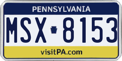 PA license plate MSX8153