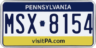 PA license plate MSX8154