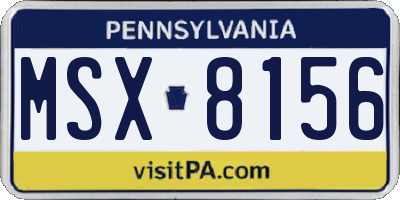 PA license plate MSX8156