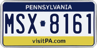 PA license plate MSX8161