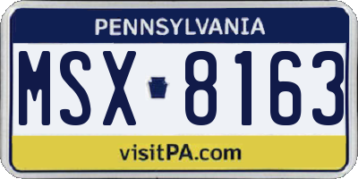 PA license plate MSX8163