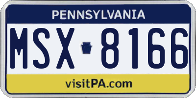 PA license plate MSX8166