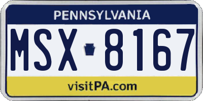 PA license plate MSX8167