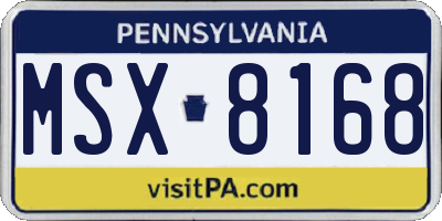 PA license plate MSX8168