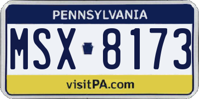 PA license plate MSX8173