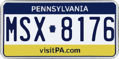 PA license plate MSX8176