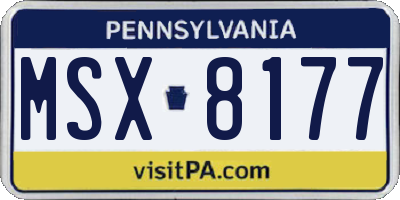 PA license plate MSX8177