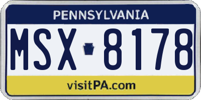 PA license plate MSX8178