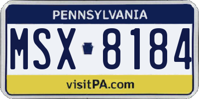PA license plate MSX8184