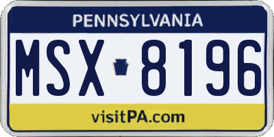 PA license plate MSX8196